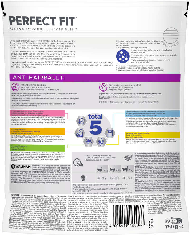 PERFECT FIT Katzen-Trockenfutter Anti-Hairball mit Huhn
